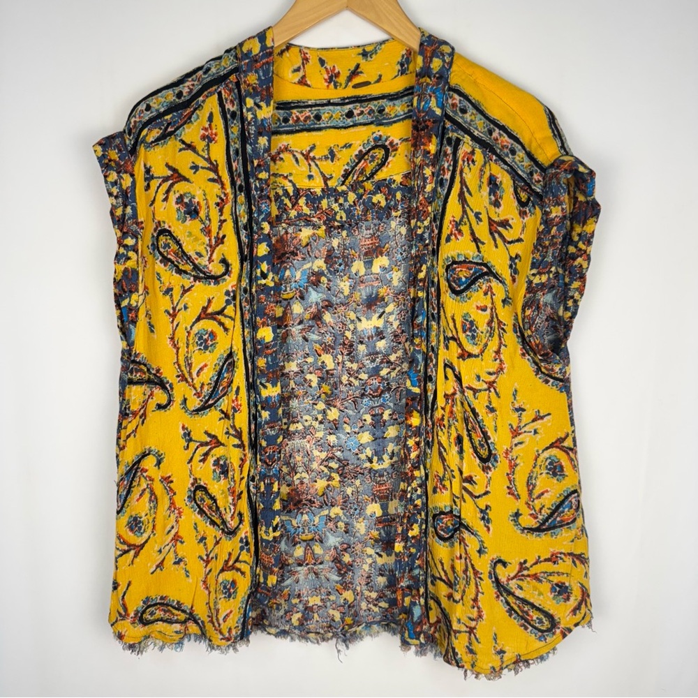 Free People Vibrant Yellow Paisley Vest